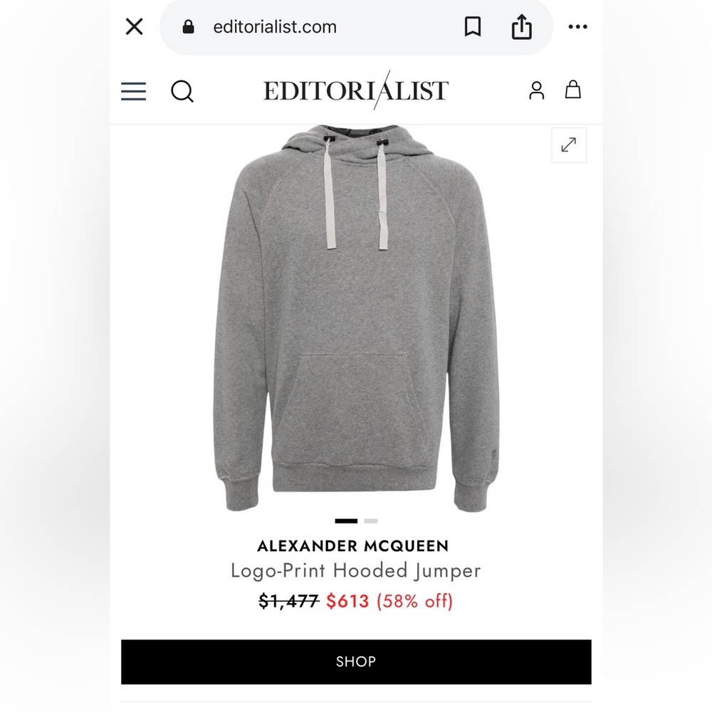 Alexander McQueen Gray Crewneck Hoodie Sweatshirt